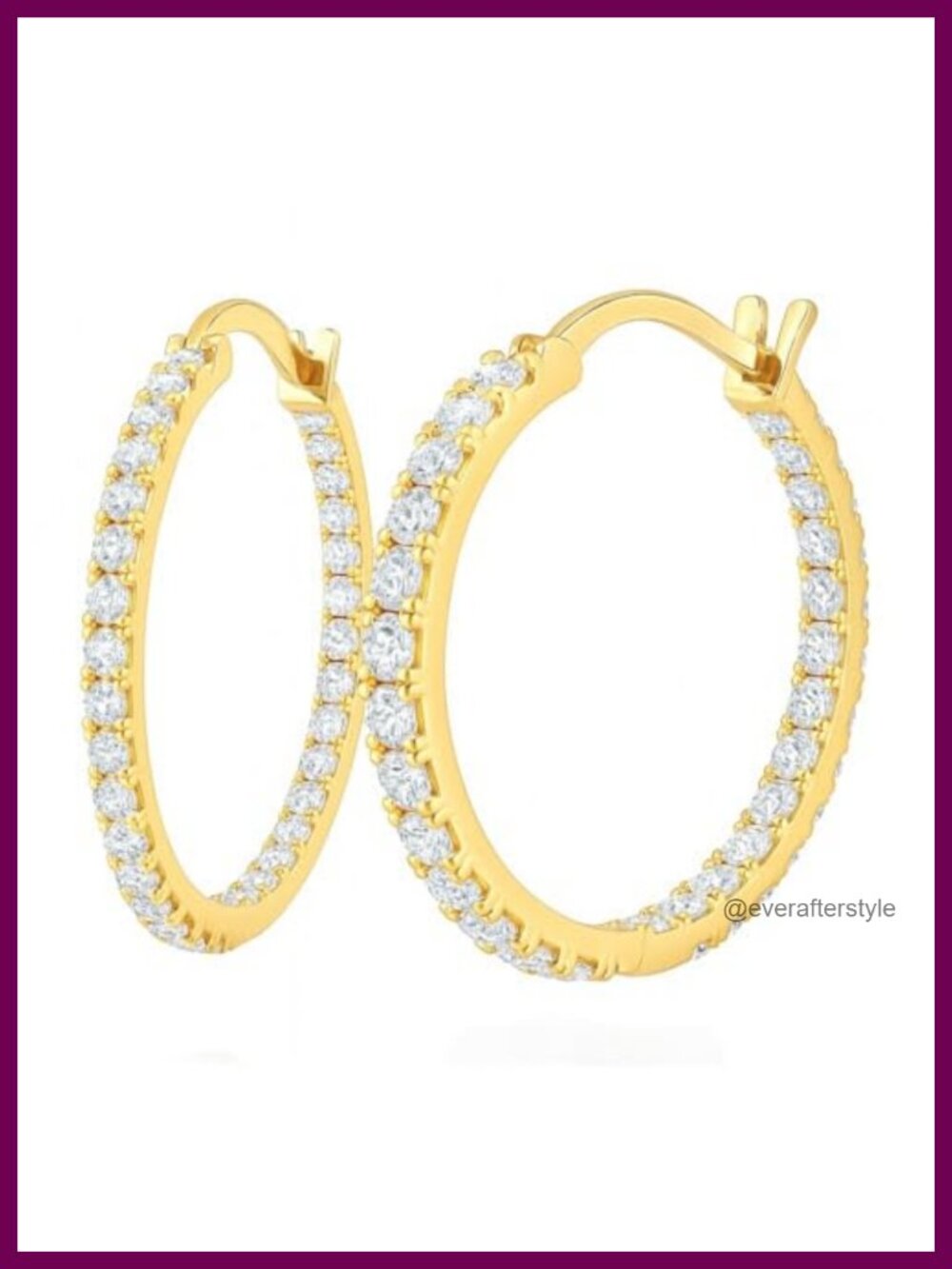 14K Gold Plated CZ Hoop Earrings for Women Dual-Sided Sparkle 3 Sizes